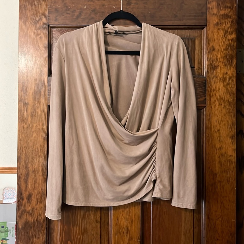 Tan suede wrap top